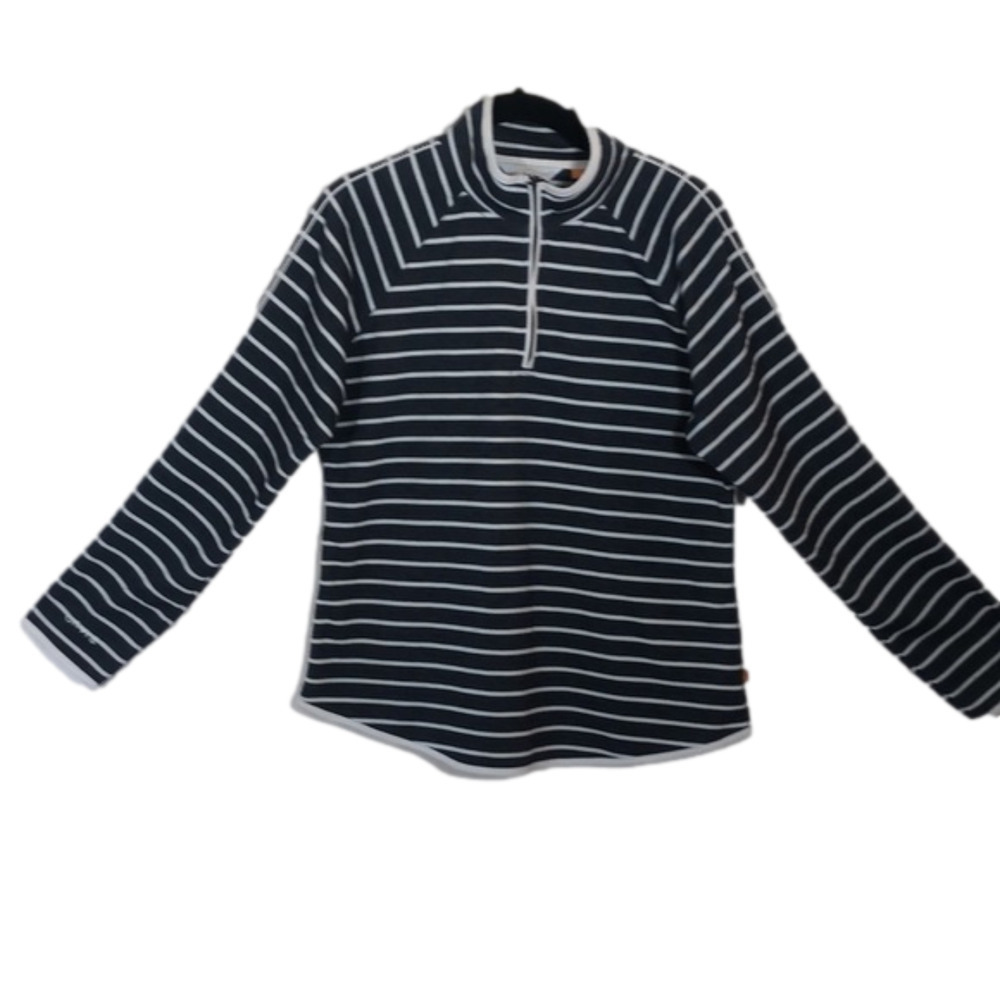 ORVIS  gray & white stripes, zip up top, Medium